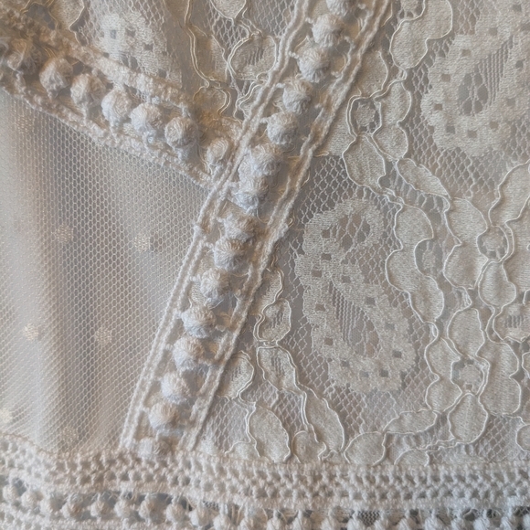 Francesca's Mi Ami White Lace Crotchet Skeeveless Mini Summer Dress Sz. S - Picture 6 of 11